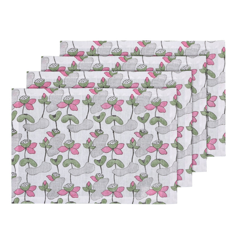 Lotus Pond Table Placemat 14" x 20", Pink