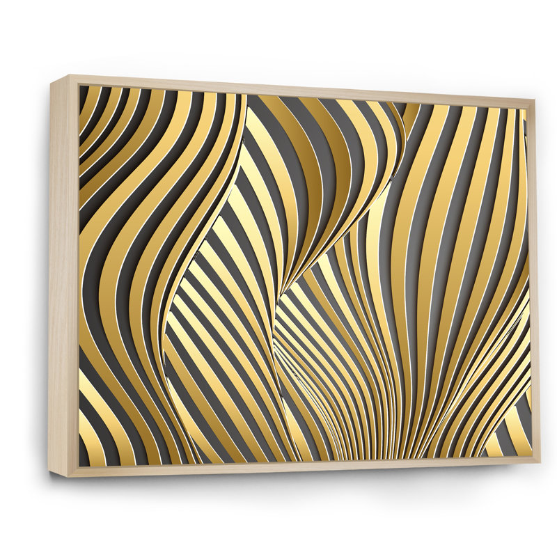 Wavy Luxury Gold Gradients I - peinture sur toile, H 12 po x l 20 po, Toile avec cadre en érable