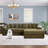 Gus 111"W 2 - Piece Luxury Corduroy Sectional, 8 Cuddle Cushions-1530296222-1530306700