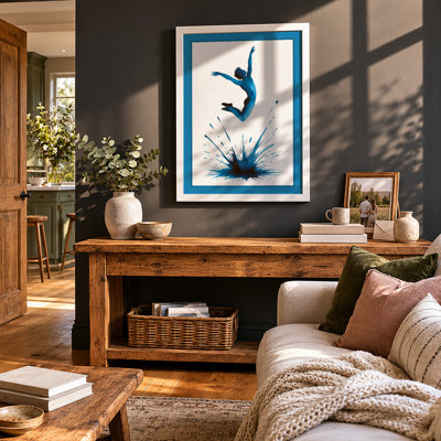 Leap Into Blue Modern - Framed Print