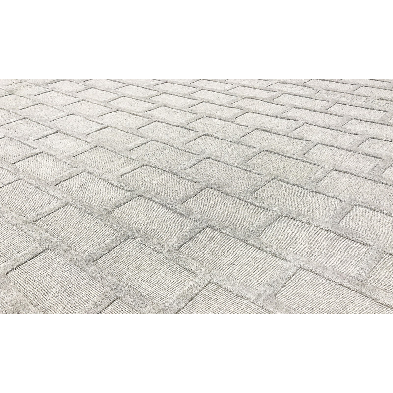 Tapis argent noué à la main de haute qualité