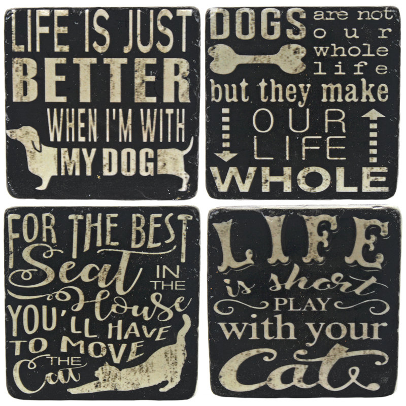 Ceramic Square 4 Piece Coaster Set