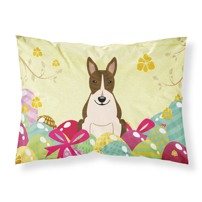 Taie d’oreiller œufs de pâques, Bull terrier bringé foncé