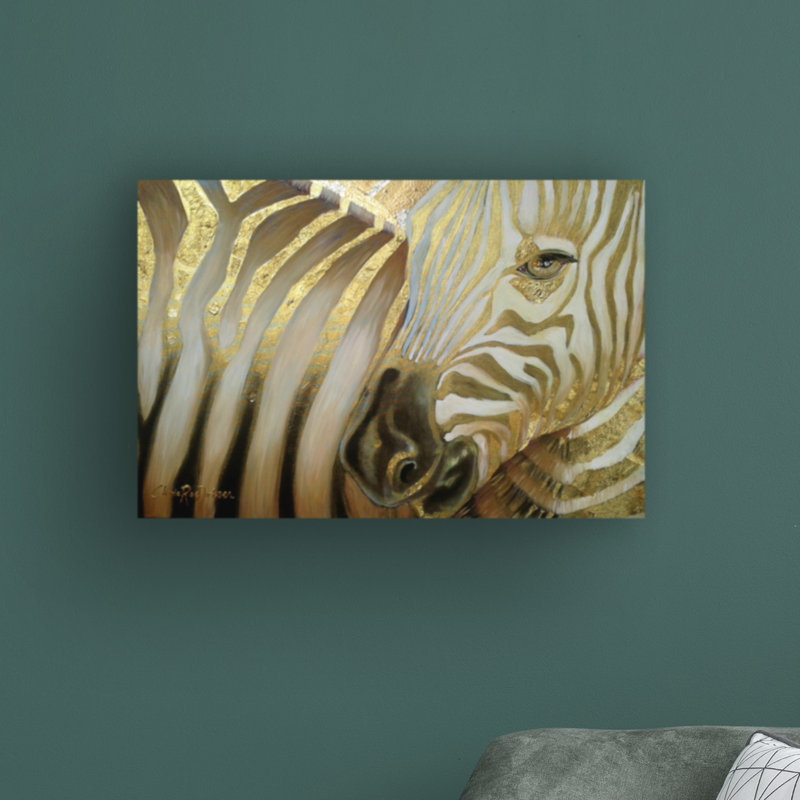 «Zebra Codex» par Cherie Roe Dirksen - peinture sur toile tendue, H 30 po x l 47 po x P 2 po