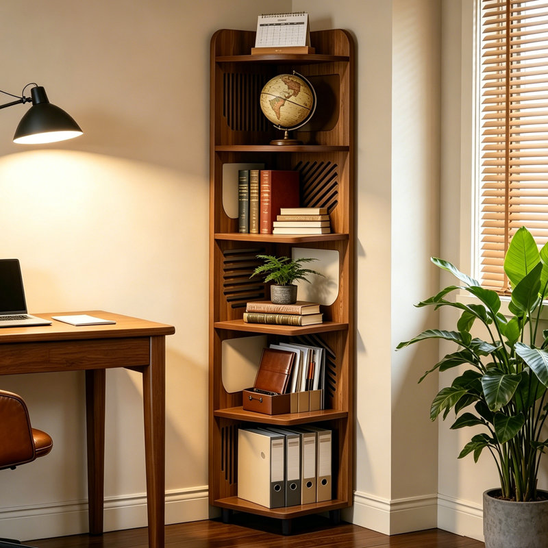 6-Tier Corner Bookcase, 72" Storage Display Rack