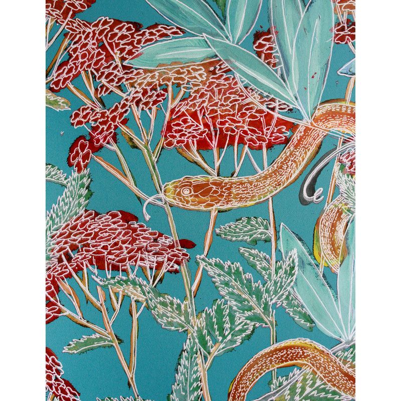 Floral Wallpaper Double Roll, Jade