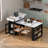 Kitchen Island With Extendable Dining Table, Drawers, Power Outlet, Wheels And Hooks-1075035074