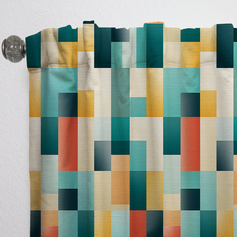 Popart culture orange I et Pixels I - Rideau rayé - Velours obscurcissant - 1 panneau, L 52 po x L 108 po