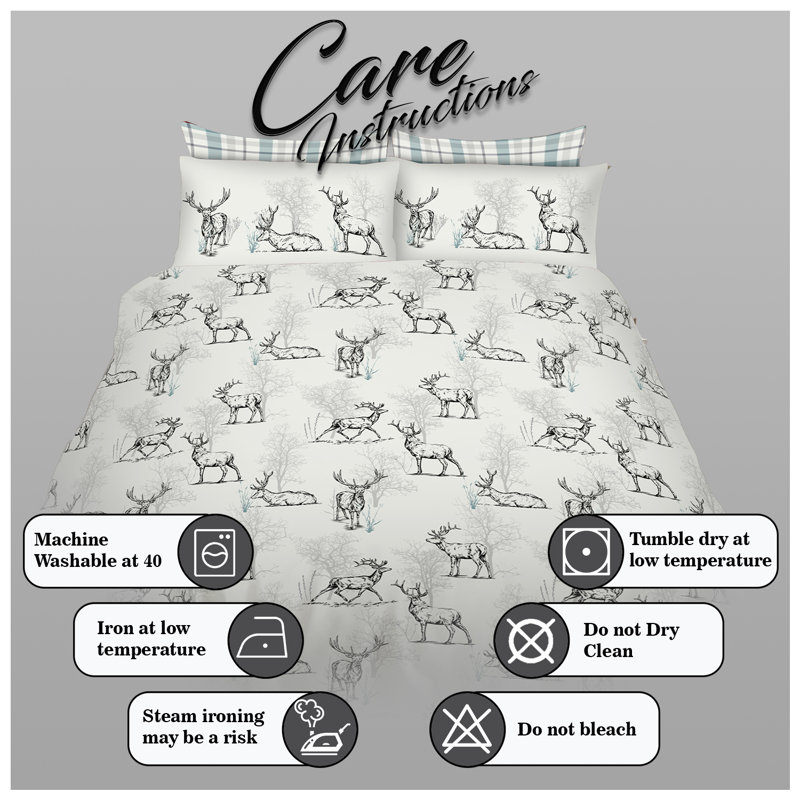 Modern Animal Design Duvet Cover Set Polycotton, Machine Washable Quilt Cover With Pillowcases, Single Double King, Double