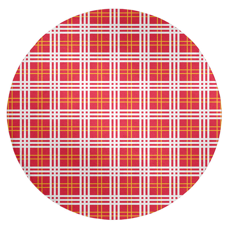 Plaid Indoor Rug, Round 5'