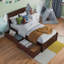 Lit plateforme en bois massif avec pied de lit et tiroirs de rangement Nantucket-96140422-96140425