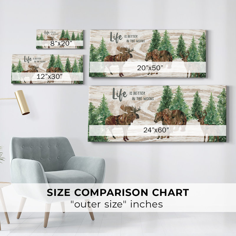 «Better In The Woods», reproduction sur toile, H 12 po x l 30 po x P 1,5 po