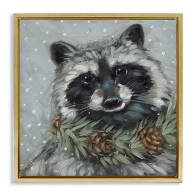 «Raccoon with Pinecones», art mural sur toile par Sara G. Designs