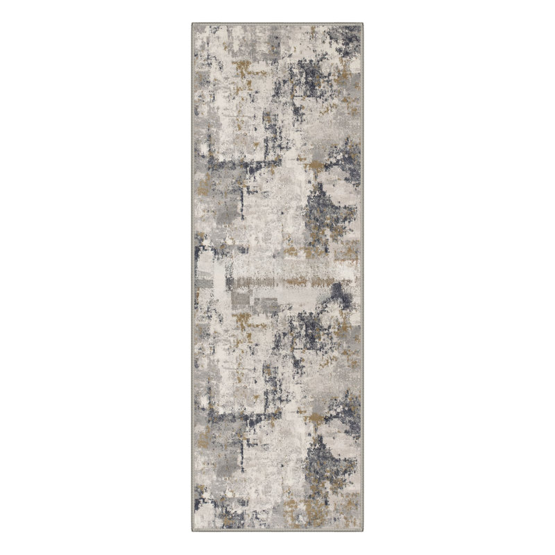 Mignone Abstract Modern Machine Washable Stonewash Indoor Area Rug With Non-Slip Backing, Rectangle 5' x 7'