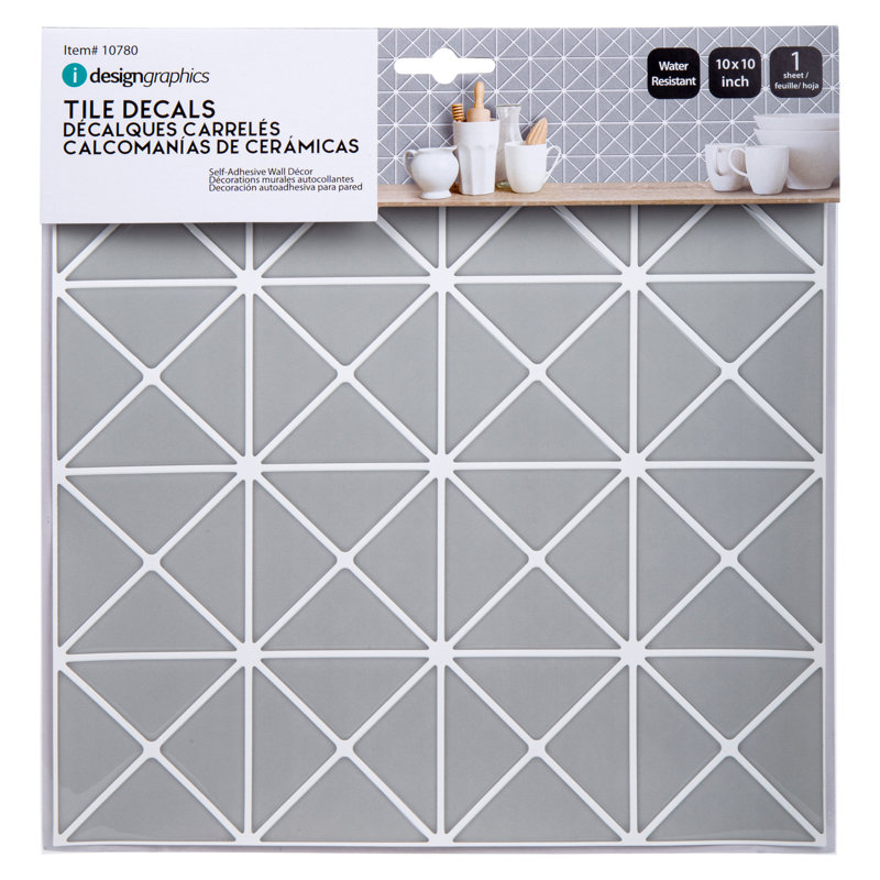 10'' W x 10'' L PVC Peel and Stick Mosaic Tile, Grey