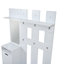 Modern White Hallway Storage Unit with Mirror, Coat Rack & Shoe Bench, Freestanding Entryway Organiser with 6 Hooks (W120 x D30 x H180cm)