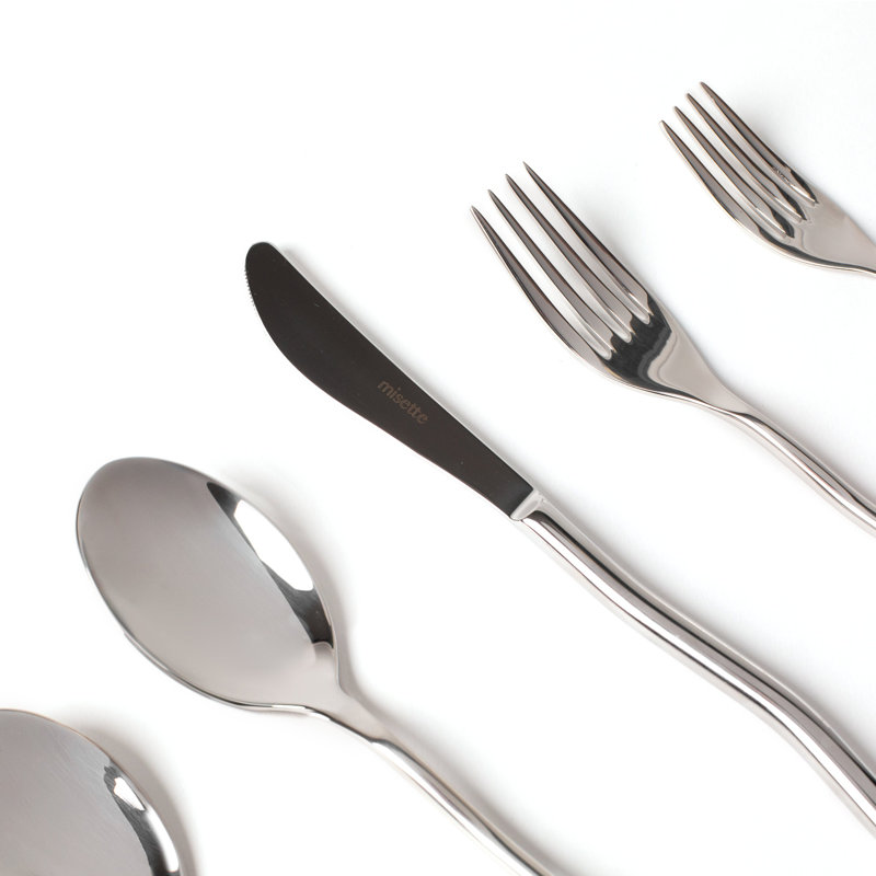 Squiggle 5 - Piece Stainless Steel Flatware Set - Service for 1, Shiny Silver