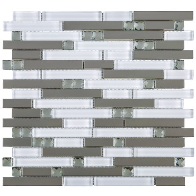 Supreme Tile Diamond 11.82 in. x 11.82 in. Interlocking Glossy Glass Mosaic Tile