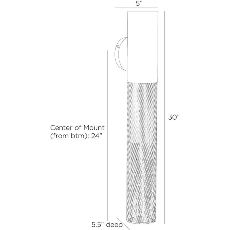 Punch Small Outdoor Sconce, 30" H x 5.5" W x 5" D