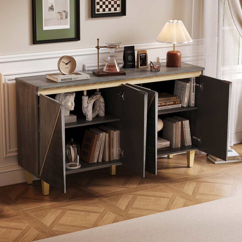 Buffet rétro 60 "avec tablettes réglables, Gris