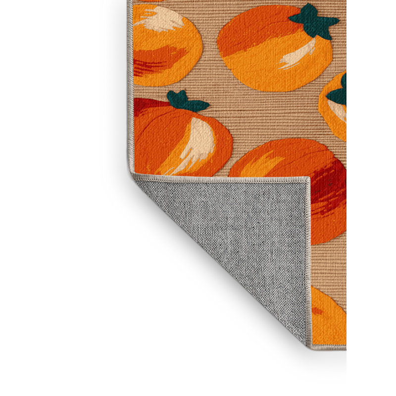  Tapis lavable fruits kaki, Rectangle 6 pi x 9 pi
