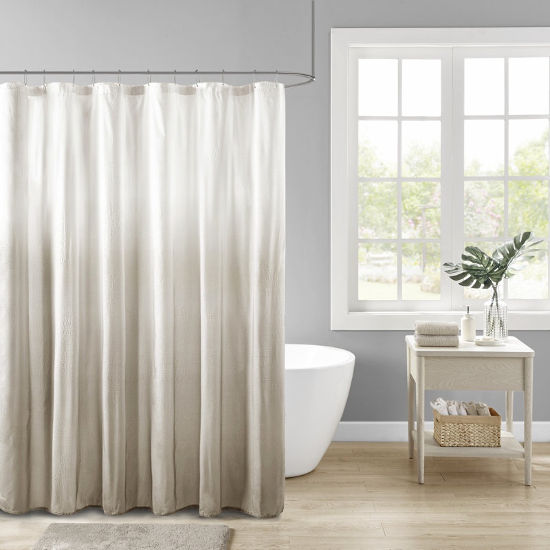 Ara Ombre Printed Seersucker Single Shower Curtain, Taupe