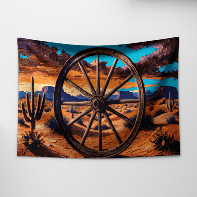 Tapisserie murale Southwestern Cowboy Wagon Wheel 90