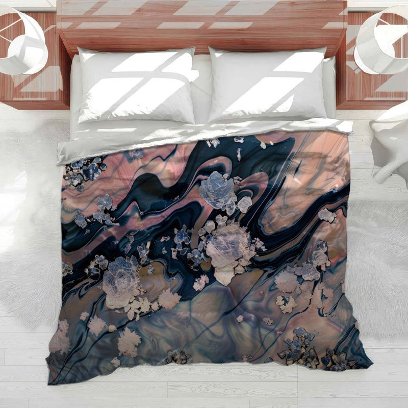 Édredon en marbre avec motif abstrait et mousseux, Édredon très grand