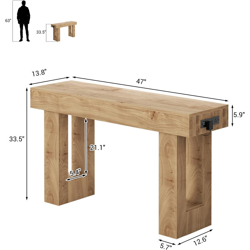 47" Entryway Table with Socket