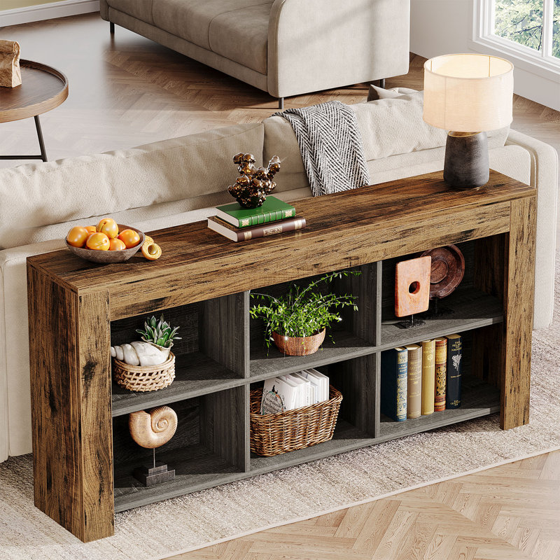 63-Inch Long Wood Console Table, Rustic Brown