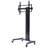 Camborne Curved Wood Floor TV Stand Mount Wheels for Up to 85" TVs, Black
