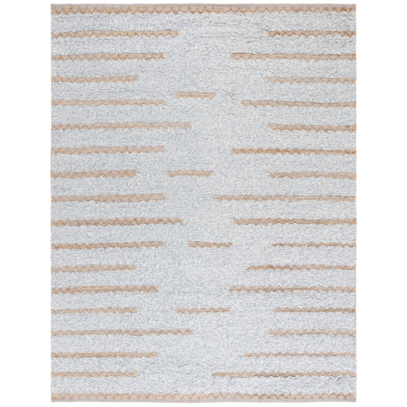 Kensen Hand Woven Wool/Jute/Cotton Abstract Rug in Gray, Rectangle 8' x 10'