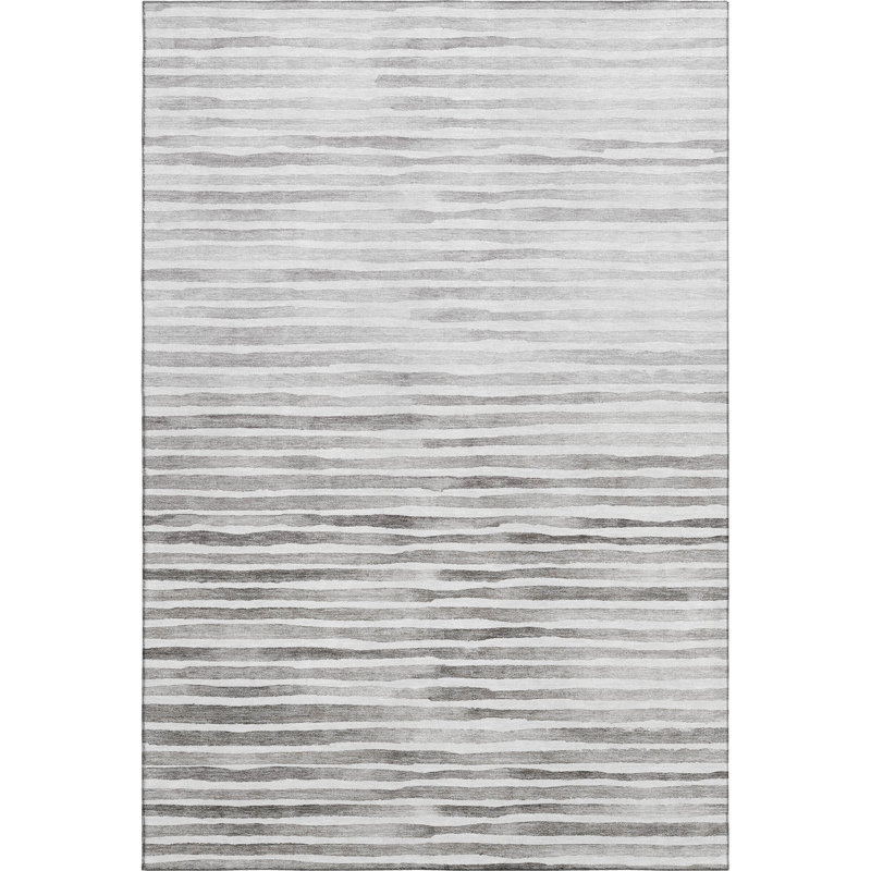 Red and Gray Synthetic Washable Rectangular Rug, 46" x 30"