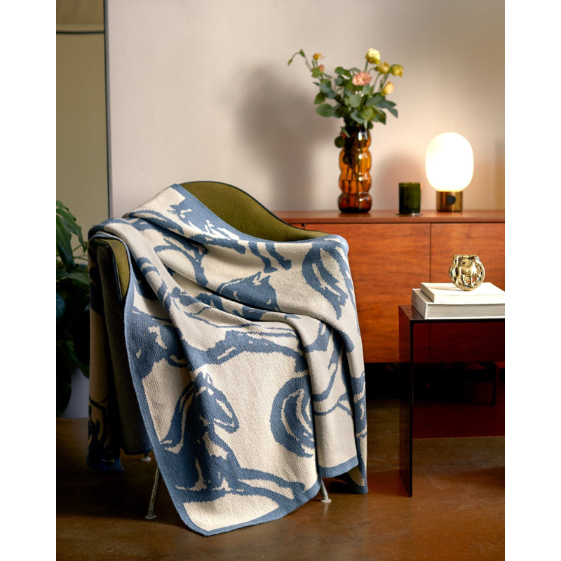 Equestrian Horse Throw Blanket, Blue