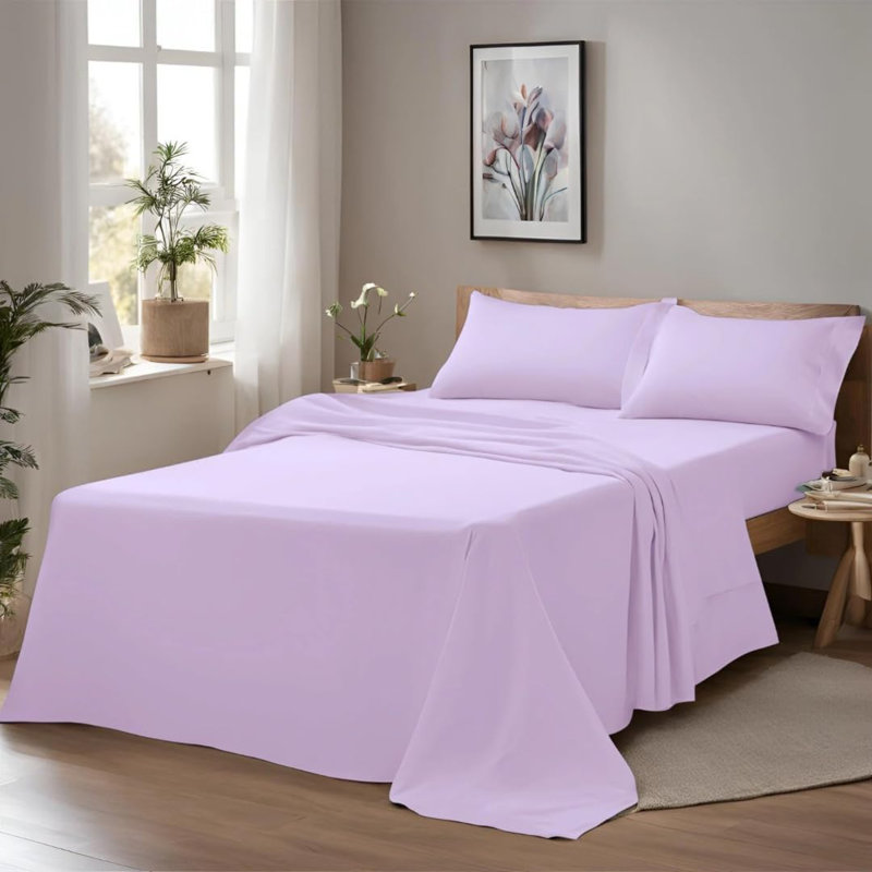Ensemble de lit en draps 100% coton naturel Home Prides - satin de coton à densité de tissage 400, Rose