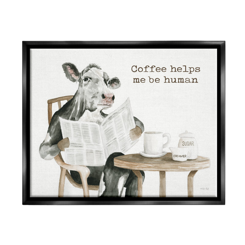 «Happy Morning Coffee», phrase encadrée sur bois par Cindy Jacobs, impression, Cadre flottant noir de jais