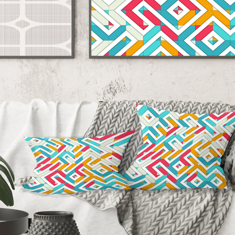 Abstract Retro Geometry I - Mid-Century Modern Printed Throw Pillow