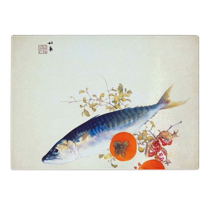 Glass Fish & Fruit by Takeuchi Seiho Chopping Board, 28.5 cm W x 20 cm L
