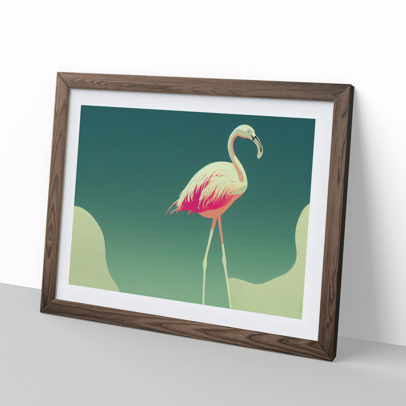 Astonishing Flamingo - Single Picture Frame Print, Walnut Framed, 46cm H x 64cm W x 2cm D