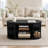 Extendable Oval Coffee Table with Sliding Fluted Door and Open Shelves-896029451