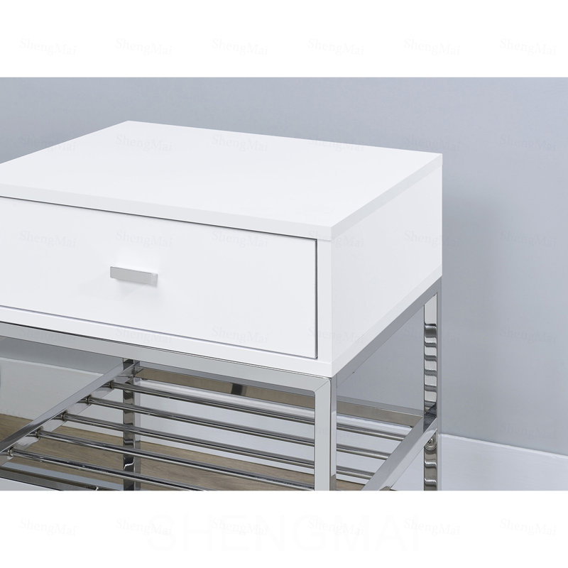 Banc de rangement à 1 tiroir blanc brillant Yesler