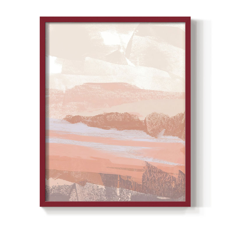 «Dusty Desert I», reproduction encadrée - bois massif, Rouge, H 10 po x l 8 po