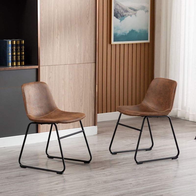 Davey Faux Leather Upholstered Side Chair, Brown