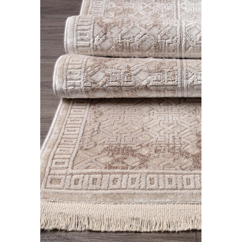 Luxurious Beige Woven Carpet, 6.6 x 9.5 Feet | 100% Acrylic, 2200 g/m², 0.3 in Pile Height | Cotton & Jute Sole, 1,150,000 Thread Points | Easy to Vacuum, Spot Clean Only | Ideal for Living Rooms & Bedrooms