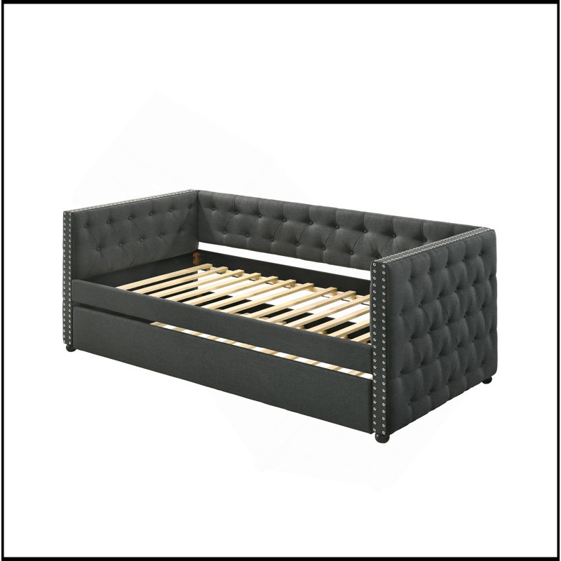 Gray Fabric Daybed W/Trundle, Twin