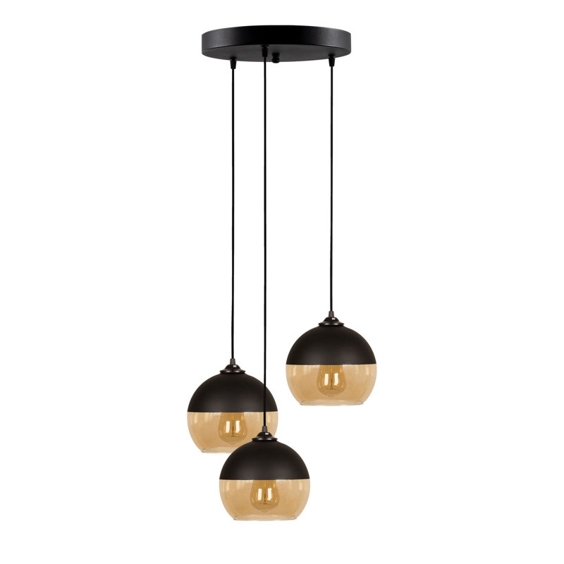Jamie-Leigh 3 - Light Black/Golden Sphere Pendant