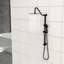 Système de douche à 5 fonctions, noir mat. Tête de 10 pouces et barre coulissante de 26,3 po. Fixation murale, facile à installer. Pluie, massage, modes à bulles. Comprend une tête, un appareil portatif, un tuyau. Buse pour le nettoyage. Aucune trousse de garniture de valve-120997346