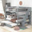 Lit superposé standard avec lit gigogne Cheol-397961018