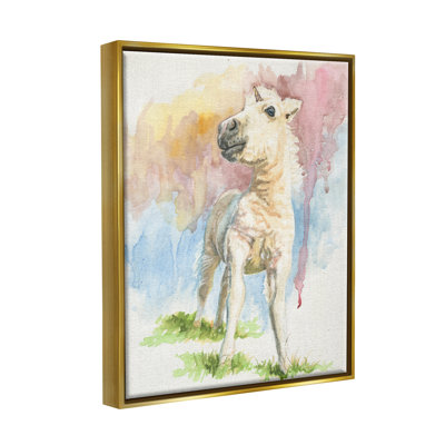 «Stoic Fantasy Unicorn Pastel Dripping WaterColor» par Jennifer Redstreake - peinture sur toile flottante