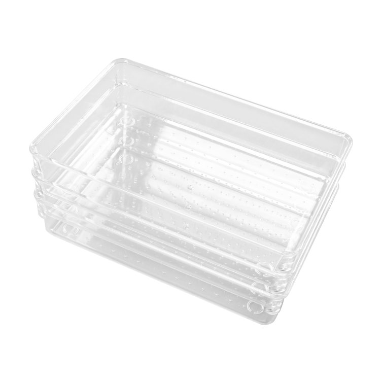 4/6pcs Large Size Clear Plastic Drawer Organizers, Versatile Acrylic Drawer  Organizer Stackable Bathroom Drawer Organizer Trays, Storage Bins For Make